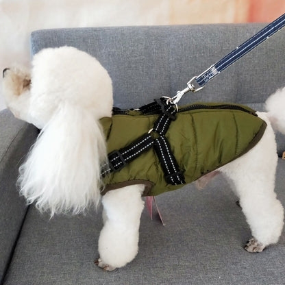 Waterproof Winter Dog Coat with Harness - Warm Pet Clothing for Dogs