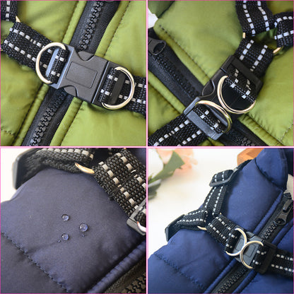 Waterproof Winter Dog Coat with Harness - Warm Pet Clothing for Dogs