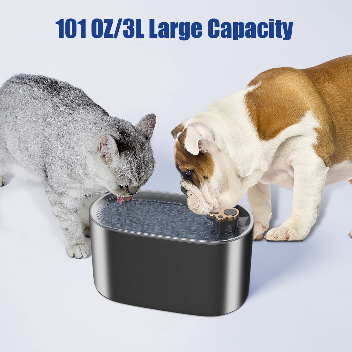 3L Cat Dog Water Bowl Fountain with LED Light