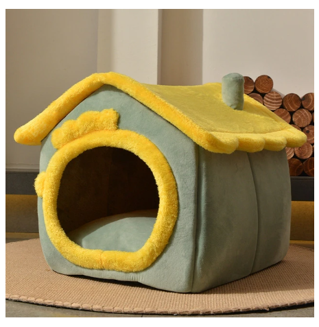 Foldable Dog & Cat House - Warm Winter Bed, Removable Nest, Cozy Pet Cave