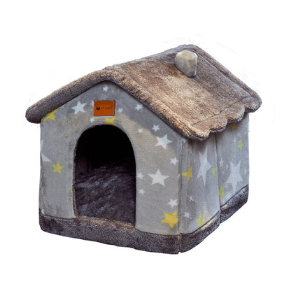 Foldable Dog & Cat House - Warm Winter Bed, Removable Nest, Cozy Pet Cave